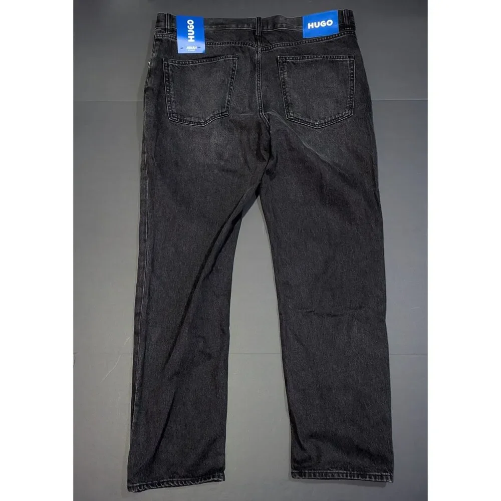 NWT HUGO Hugo Boss Jonah Straight Fit Jeans Black Mens Size 36 x 32 Denim NEW